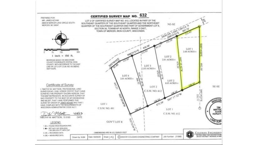 Lt 1 632 Mercer Lake Cr N Mercer, WI 54547 by Century 21 Pierce Realty - Mercer $30,000