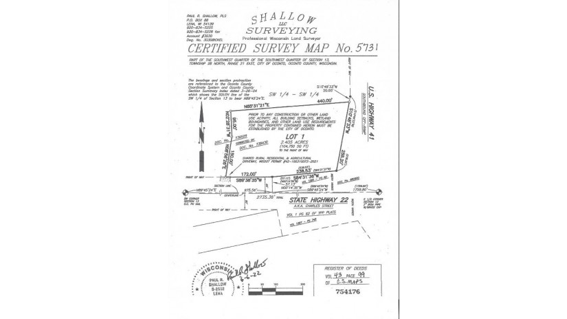 Hwy 22 Oconto, WI 54153 by Copperleaf, LLC $100,000