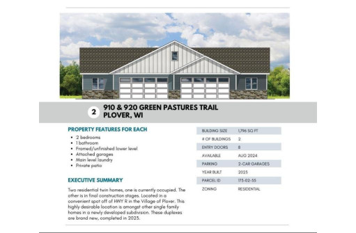 910 & 920 Green Pastures Trail 925 & 935 GREEN PAST, Plover, WI 54467