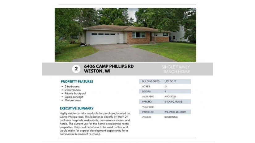 6404 Camp Phillips Road 4010 E. Everest Road Weston, WI 54476 by Re/Max Excel - Phone: 715-432-0521 $1,230,000