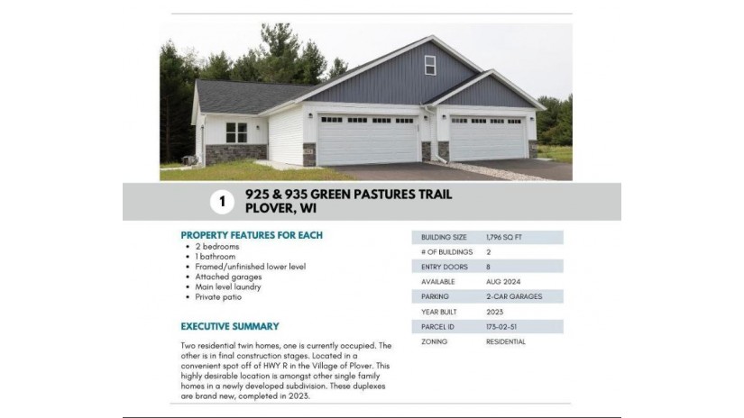910 & 920 Green Pastures Trail 925 & 935 Green Past Plover, WI 54467 by Re/Max Excel - Phone: 715-432-0521 $950,000