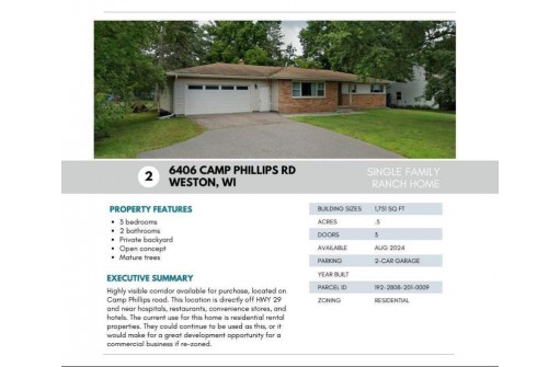 6404 Camp Phillips Road 4010 E. EVEREST ROAD, Weston, WI 54476